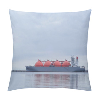 Personality  LNG TANKER - A Large Ship At The LNG Terminal Pillow Covers