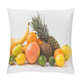 Personality  Various Fruits Laying On White Background Pillow Covers