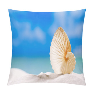 Personality  Paper Nautilus Shell On White Sand Pillow Covers