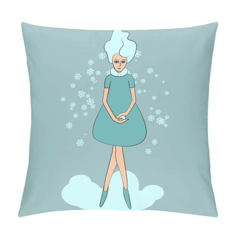 Personality  Wintertime girl. Vector illustration. pillow covers