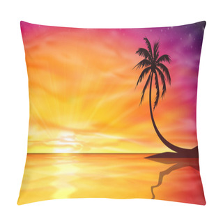 Personality  Sunset, Sunrise With Palm Tree Pillow Covers