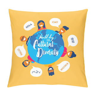 Personality  Culture Diversity Day Card Of Diverse People  Pillow Covers