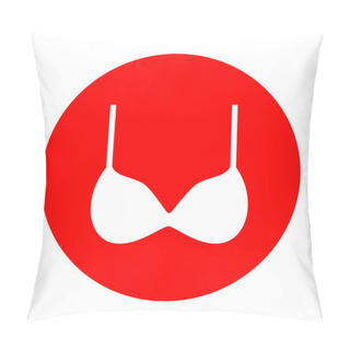 Personality  Bra Simple Sign. White Icon On Red Circle. Pillow Covers