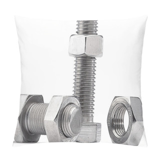 Personality  Nuts And Bolts On A White Background With Clipping Path Pillow Covers