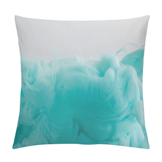 Personality  Close Up View Of Turquoise Watercolor Swirls Isolated On Grey Pillow Covers
