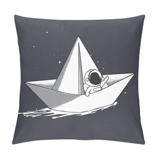 Personality  Astronaut On Paper Boat Pillow Covers