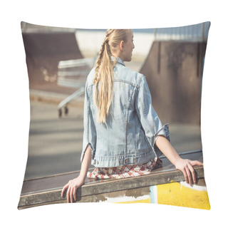 Personality  Stylish Girl At Skateboard Park  Pillow Covers
