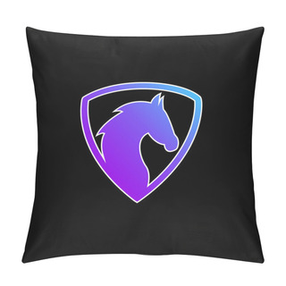 Personality  Black Horse Head In A Shield Blue Gradient Vector Icon Pillow Covers