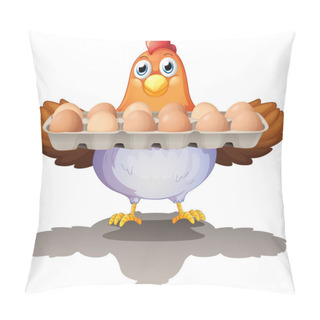 Personality  A Hen Holding A Tray Of Eggs Pillow Covers