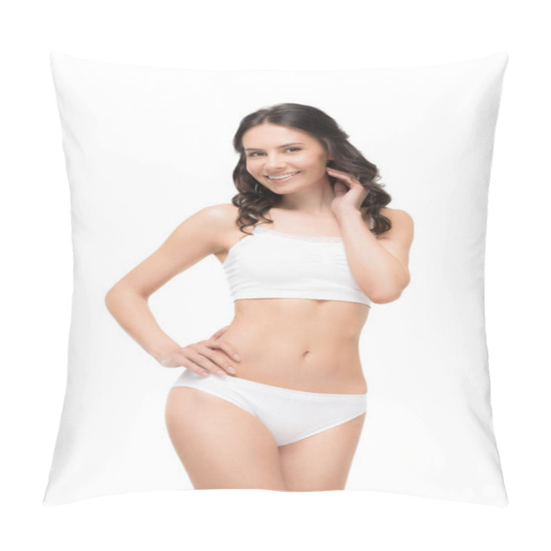 Personality  woman posing in white underwear pillow covers