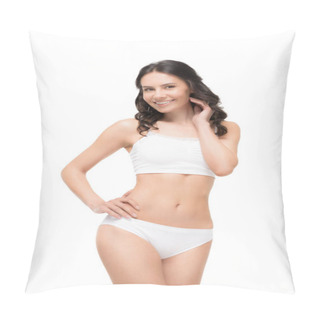 Personality  Woman Posing In White Underwear Pillow Covers