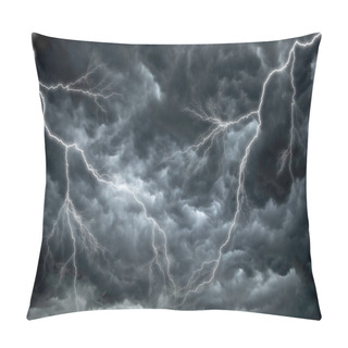 Personality  Dark, Ominous Rain Clouds And Lightning Pillow Covers