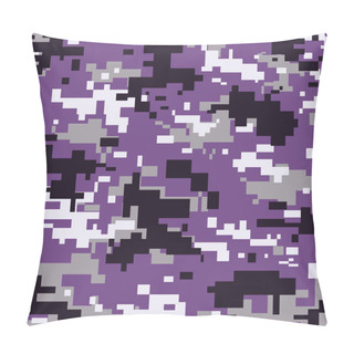 Personality  Pixel Camouflage With Purple, White And Black Colors Pillow Covers