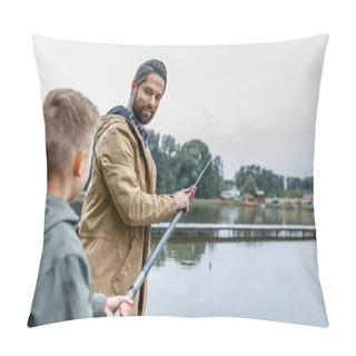 Personality  Father And Son Fishing On Lake Pillow Covers