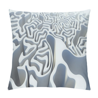 Personality  Abstract Curly Pattern White Labyrinth 3d Rendering Pillow Covers