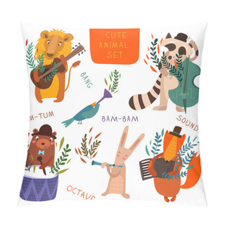 Personality  Animals Playing Musical Instruments Pillow Covers