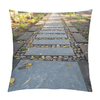 Personality  A Well Maintained Pavement Made Of Stone Tiles And Pebbles. Uttarakhand India. Pillow Covers