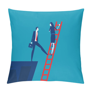 Personality  The Business Unethical Competition. Concept Business Competitive Vector Illustration, Colleagues Betraying, Flat Business Cartoon Style Pillow Covers