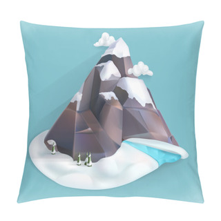 Personality  Mountain Winter, Low Poly Style Pillow Covers