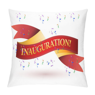 Personality  Inauguration Red Waving Ribbon Banner Pillow Covers
