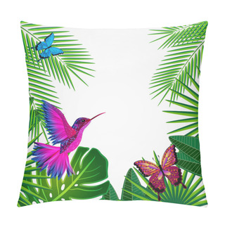 Personality  Tropical Leaves With Birds, Butterflies. Floral Design Backgroun Pillow Covers