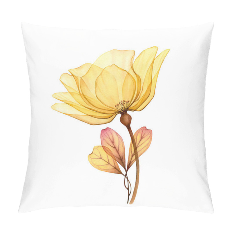 Personality  Watercolor yellow rose. Transparent big flower isolated on white. Hand painted artwork with detailed petals. Botanical illustration for cards, wedding design. pillow covers