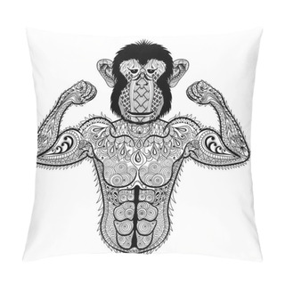 Personality  Zentangle Stylized Strong Monkey Like Bodybuilder. Hand Drawn Sp Pillow Covers