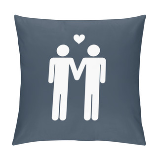 Personality  Two Male Stick Figures Holding Hands Icon, Gay Theme, Homosexual Pillow Covers