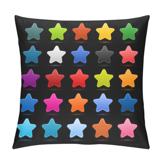 Personality  25 Star Sign Glossy Web Button. Blank Color Rounded Shape With Black Drop Shadow On Black Background With Noise Effect. This Design Element Vector Illustration Saved 10 Eps Pillow Covers