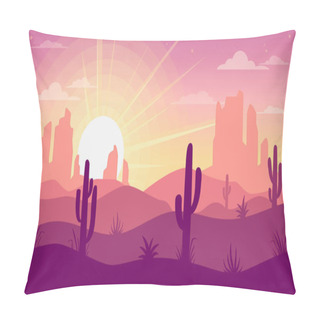 Personality  Landscape With Desert And Cactus Pillow Covers