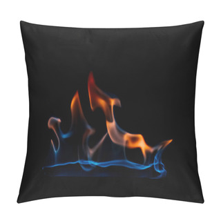 Personality  Close Up View Of Burning Orange And Blue Flame On Black Background Pillow Covers