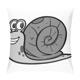 Personality  Garden Snail Illustration  - A Cartoon Illustration Of A Backyard Garden Snail. Pillow Covers