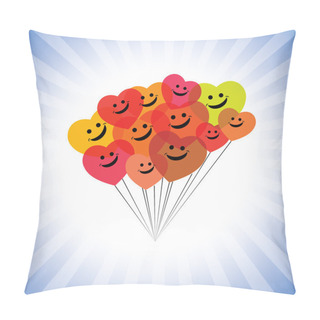 Personality  Happy Kids Faces(hearts) As Flying Kites- Simple Vector Graphic Pillow Covers
