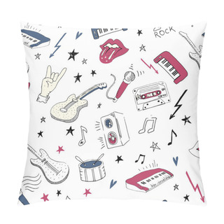 Personality  Music Symbols. Seamless Pattern. Rock Music Background Textures, Pillow Covers