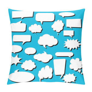 Personality  Icon Of White Paper Talking Balloon With Text For Communication Greetings Fun Poster With. Speech Bubble, Vector Illustration And Graphic Elements. Pillow Covers