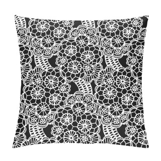 Personality  Lace Black Seamless Pattern With Flowers Pillow Covers