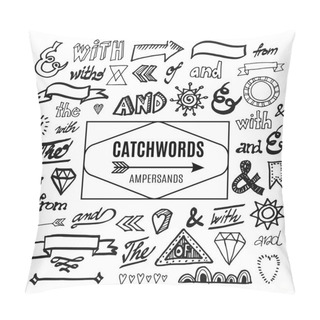 Personality  Set Of Catchwords, Ampersands And Other Vector Elements, Sketches Pillow Covers