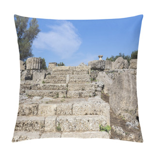 Personality  Ancient Ruins Of The Temple Zeus, Olympia Archeological Site Pel Pillow Covers
