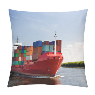 Personality  Cargo Container Ship On River Pillow Covers