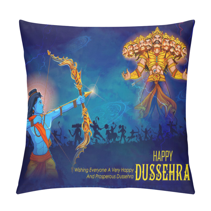 Personality  Lord Rama Killing Ravana In Dussehra Navratri Festival Of India Poster Pillow Covers