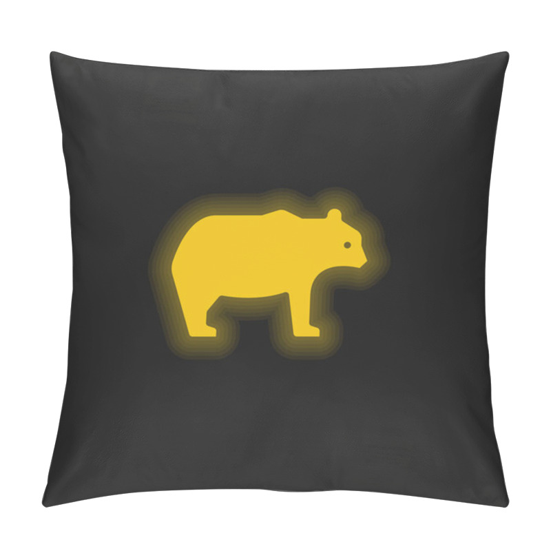 Personality  Bear Yellow Glowing Neon Icon Pillow Covers