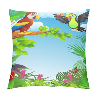 Personality  Birds In The Tropical Forest Pillow Covers