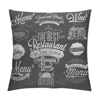 Personality  Typographical Element For Menu On Chalkboard Pillow Covers
