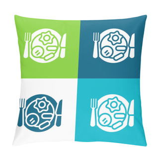 Personality  Breakfast Flat Four Color Minimal Icon Set Pillow Covers