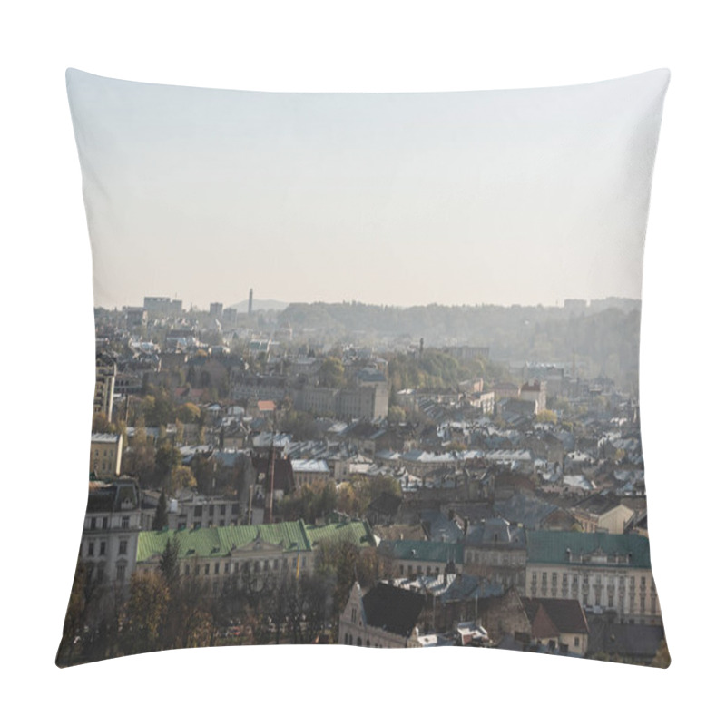 Personality  Scenic Aerial View Of City With Old Houses And Skyline, Lviv, Ukraine Pillow Covers