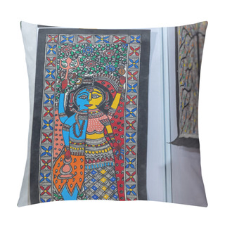 Personality  New Delhi, India - November 18 2023: Handmade Painting Of Lord Shiva On Wooden Canvas With White Background. Pillow Covers