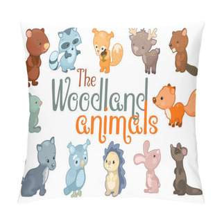 Personality  Cute Woodland Animals. Animal Character Set Of Vector Illustrations On White Background. Pillow Covers