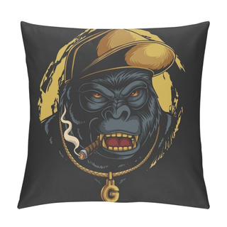 Personality  Gorilla Hip Hop Vector Illustration For Your Company Or Brand Pillow Covers