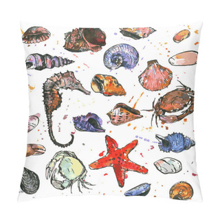 Personality  Set Of Drawing Shells With Stained Pillow Covers