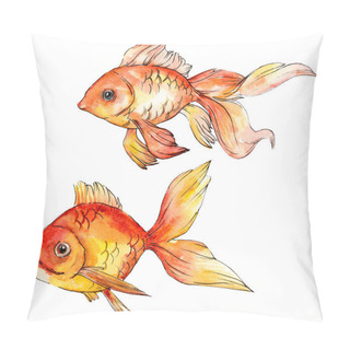 Personality  Watercolor Aquatic Colorful Goldfishes Isolated On White Illustration Elements. Pillow Covers